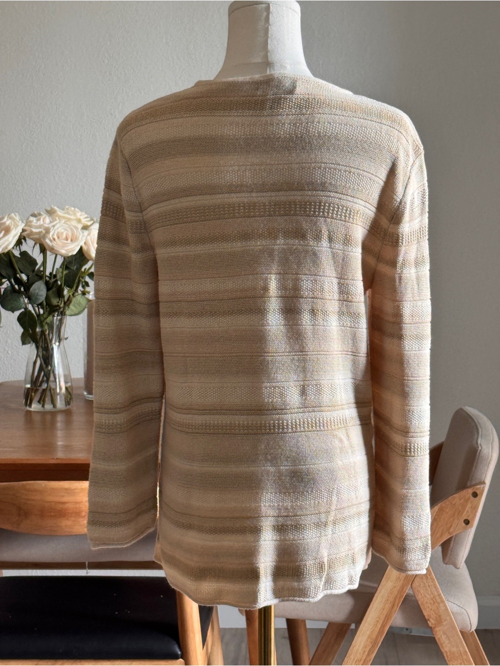 Lauren Ralph Lauren Beige and Cream Striped Knit Top - Picture 5 of 10